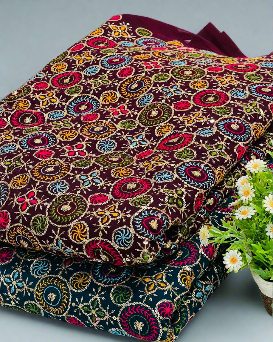 GEORGETTE MULTI THREAD SEQUENCE EMBROIDERY