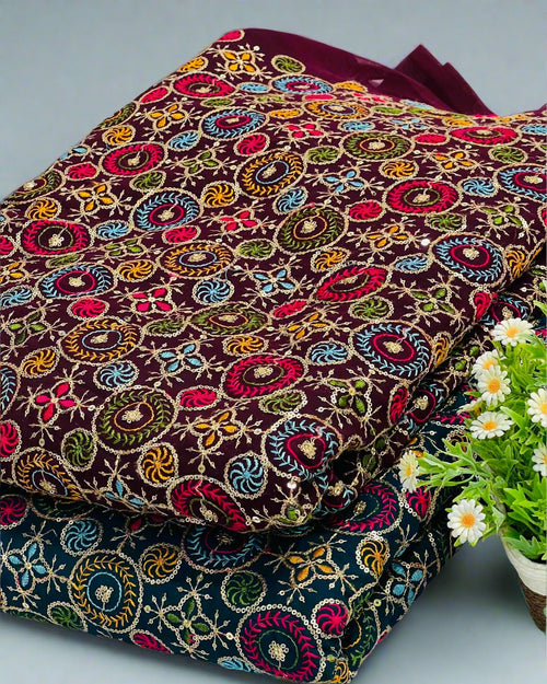 GEORGETTE MULTI THREAD SEQUENCE EMBROIDERY